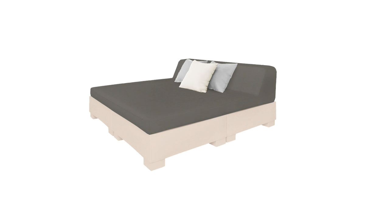 Ledge Lounger Affinity Square Sunbed with Backrest Cushion in Cloud with Charcoal cushion