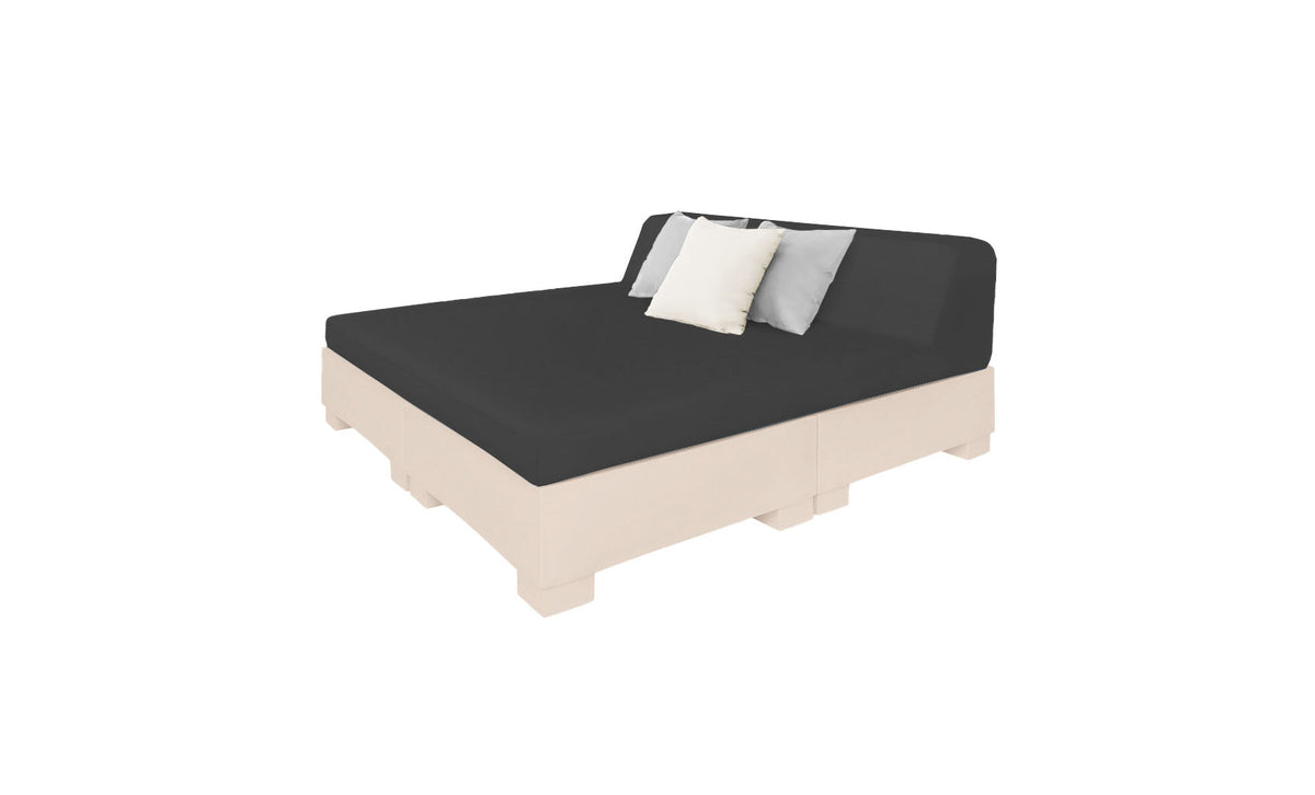 Ledge Lounger Affinity Square Sunbed with Backrest Cushion in Cloud with Black cushion