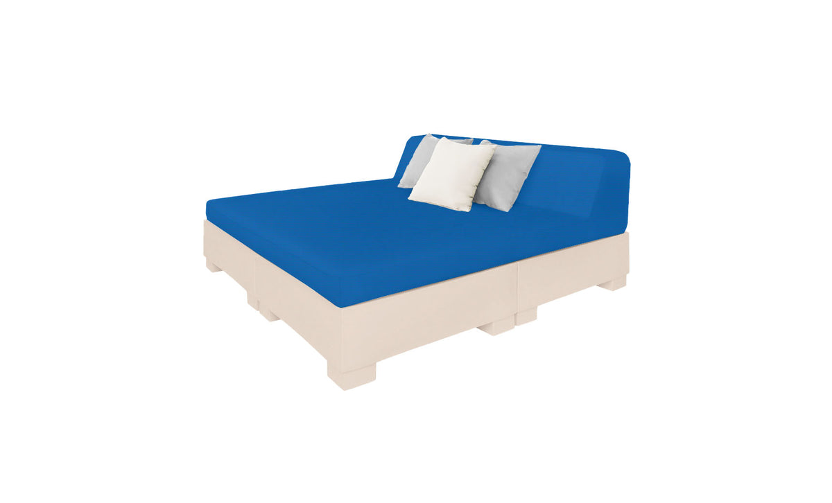 Ledge Lounger Affinity Square Sunbed with Backrest Cushion in Cloud with Pacific Blue cushion