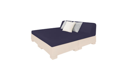 Ledge Lounger Affinity Square Sunbed with Backrest Cushion in Cloud with Captain Navy cushion