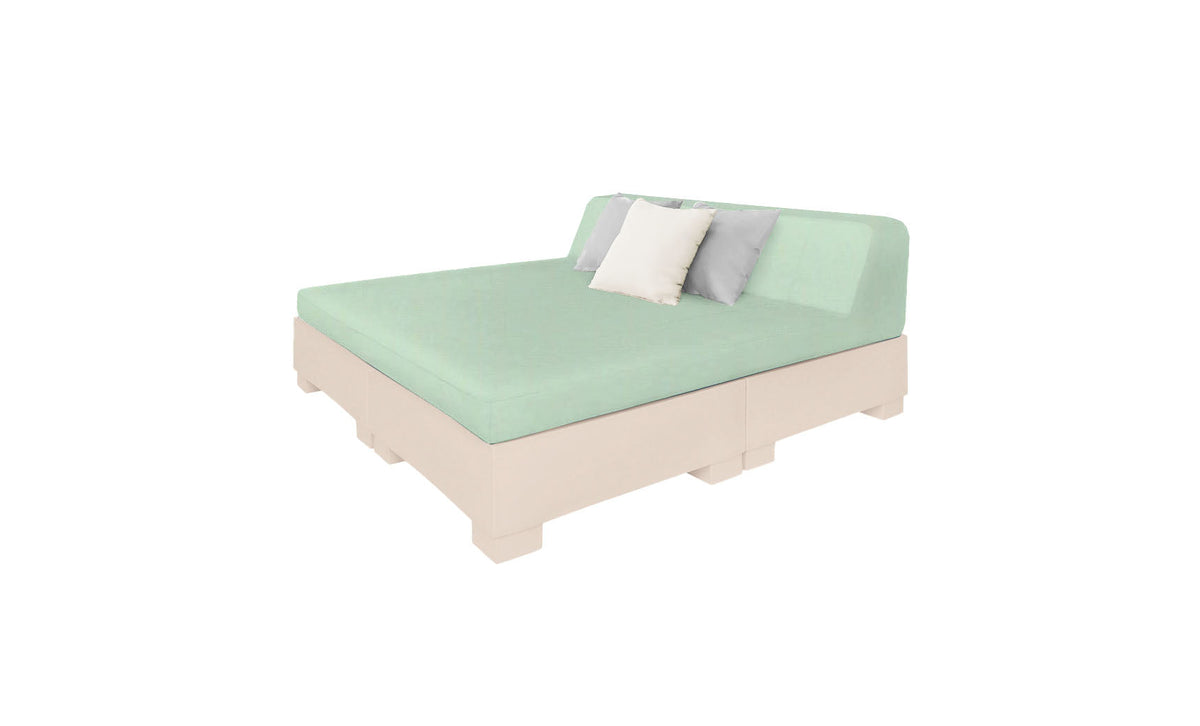 Ledge Lounger Affinity Square Sunbed with Backrest Cushion in Cloud with Sea cushion