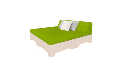Ledge Lounger Affinity Square Sunbed with Backrest Cushion in Cloud with Lime cushion