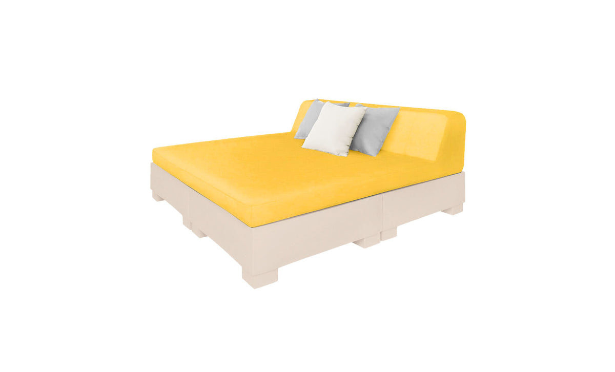 Ledge Lounger Affinity Square Sunbed with Backrest Cushion in Cloud with Sunflower Yellow cushion