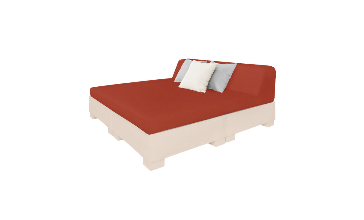Ledge Lounger Affinity Square Sunbed with Backrest Cushion in Cloud with Terracotta cushion
