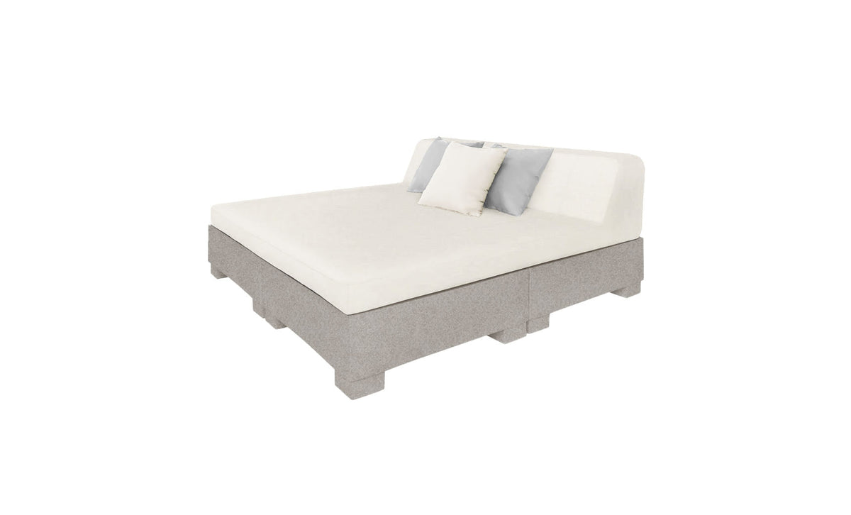 Ledge Lounger Affinity Square Sunbed with Backrest Cushion in Sandstone with White cushion