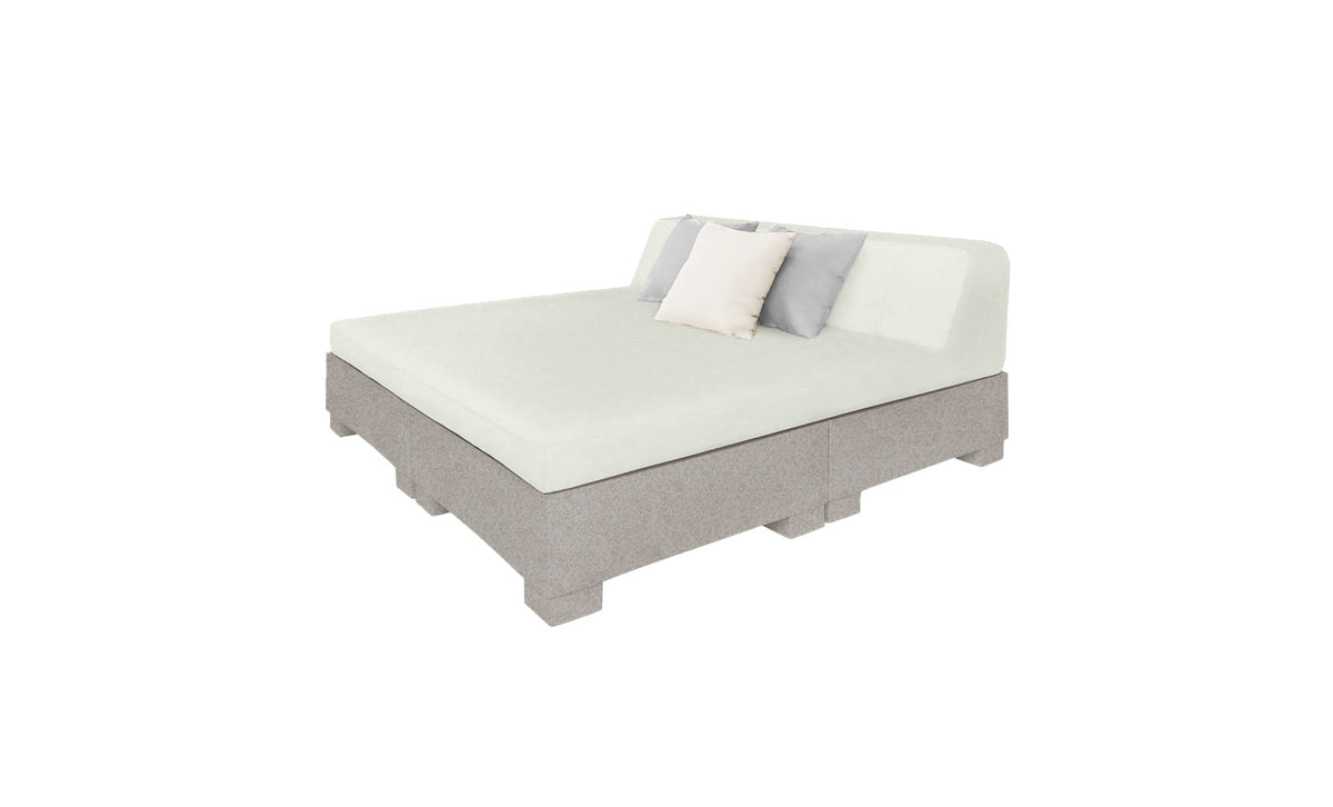 Ledge Lounger Affinity Square Sunbed with Backrest Cushion in Sandstone with Silver cushion