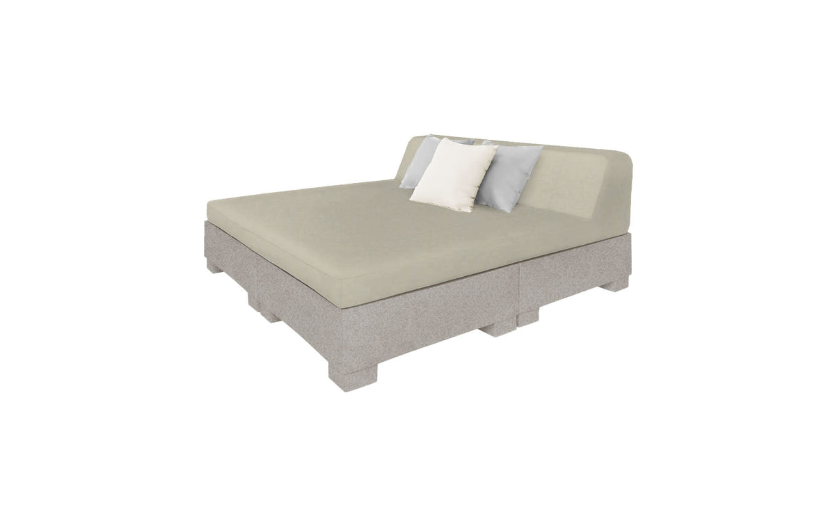 Ledge Lounger Affinity Square Sunbed with Backrest Cushion in Sandstone with Cadet Gray cushion