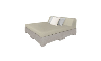 Ledge Lounger Affinity Square Sunbed with Backrest Cushion in Sandstone with Cadet Gray cushion