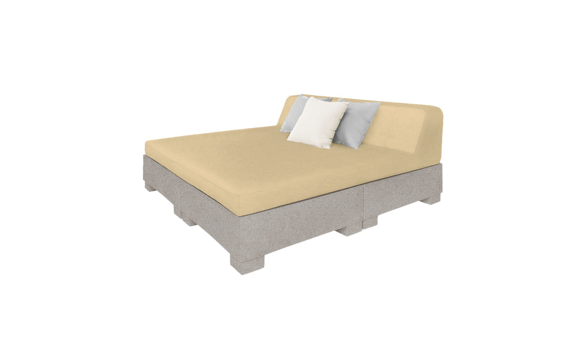 Ledge Lounger Affinity Square Sunbed with Backrest Cushion in Sandstone with Linen cushion