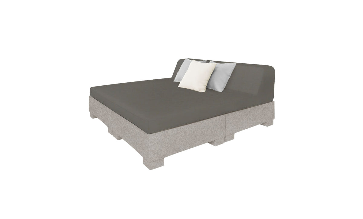 Ledge Lounger Affinity Square Sunbed with Backrest Cushion in Sandstone with Charcoal cushion