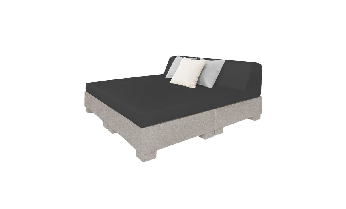 Ledge Lounger Affinity Square Sunbed with Backrest Cushion in Sandstone with Black cushion