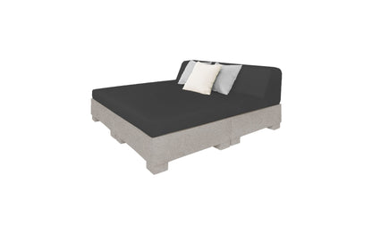Ledge Lounger Affinity Square Sunbed with Backrest Cushion in Sandstone with Black cushion