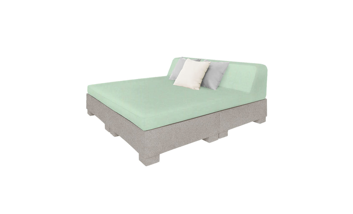 Ledge Lounger Affinity Square Sunbed with Backrest Cushion in Sandstone with Sea cushion