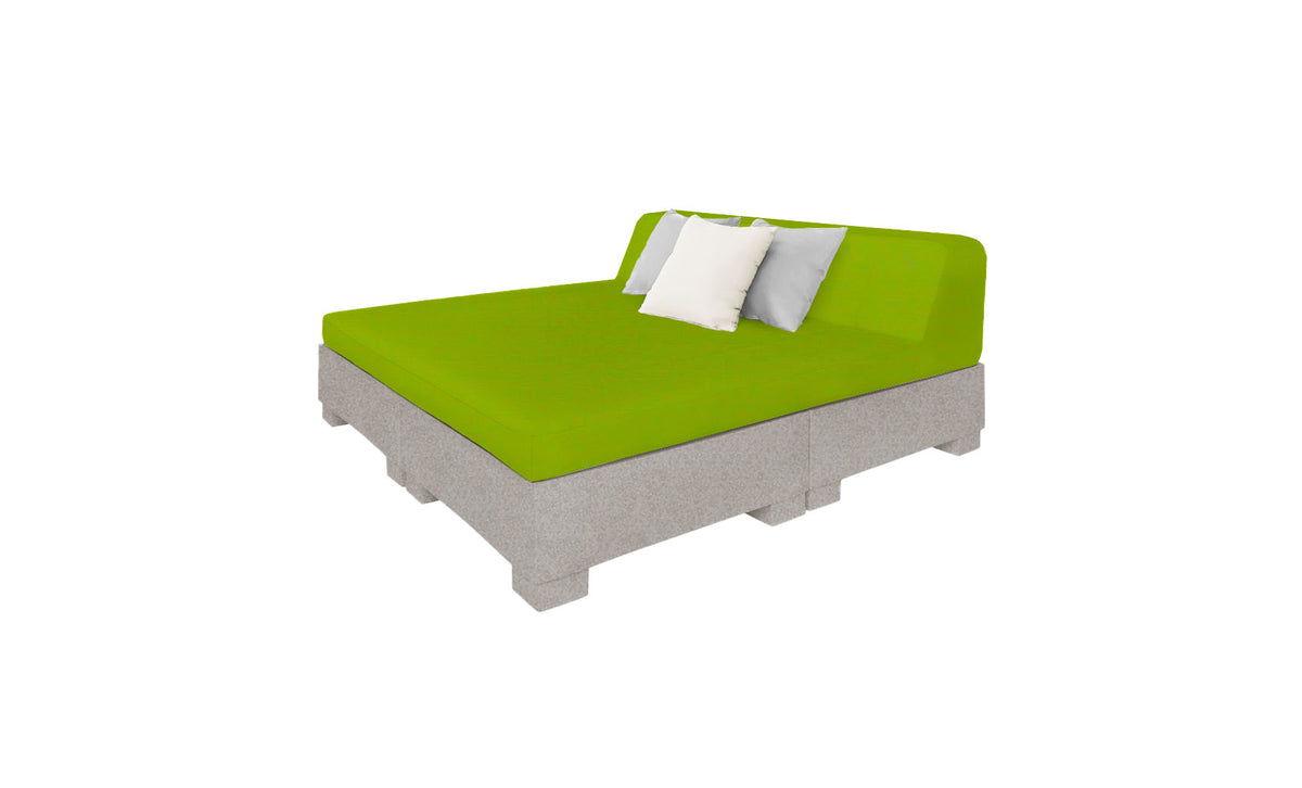 Ledge Lounger Affinity Square Sunbed with Backrest Cushion in Sandstone with Lime cushion