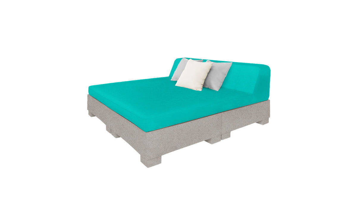 Ledge Lounger Affinity Square Sunbed with Backrest Cushion in Sandstone with Aruba cushion