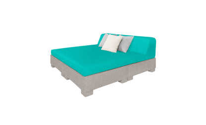 Ledge Lounger Affinity Square Sunbed with Backrest Cushion in Sandstone with Aruba cushion