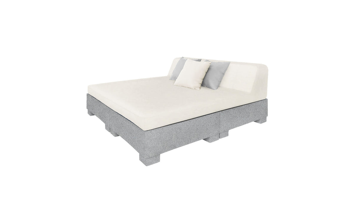 Ledge Lounger Affinity Square Sunbed with Backrest Cushion in Granite Gray with White cushion