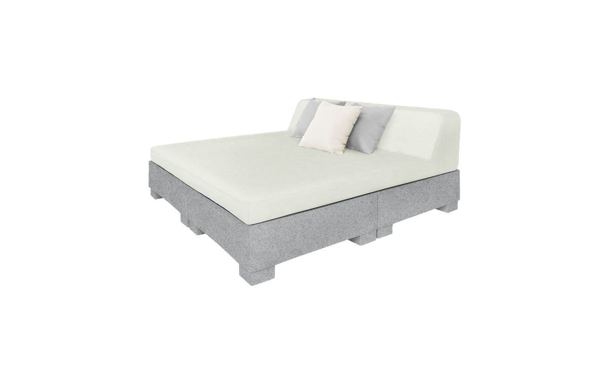 Ledge Lounger Affinity Square Sunbed with Backrest Cushion in Granite Gray with Silver cushion