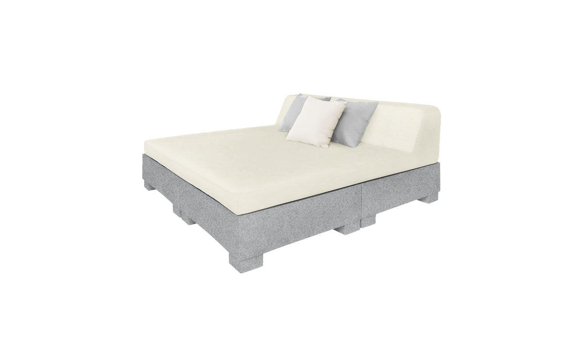 Ledge Lounger Affinity Square Sunbed with Backrest Cushion in Granite Gray with Oyster cushion