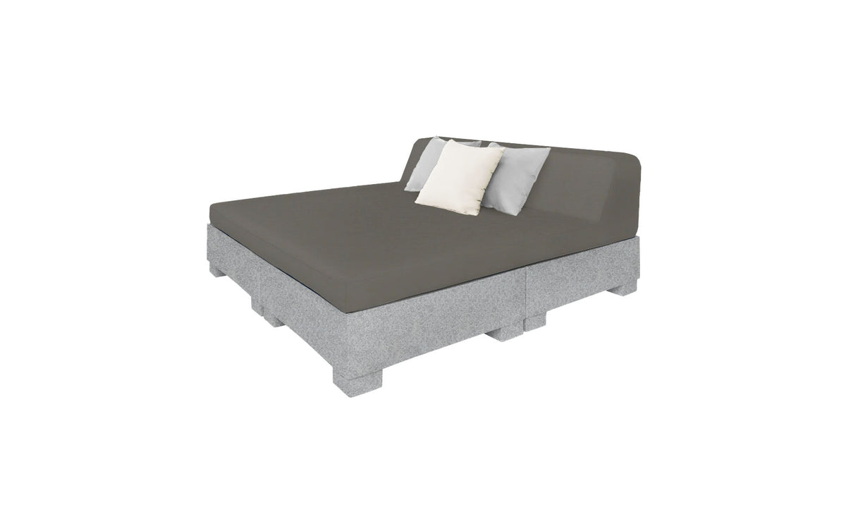 Ledge Lounger Affinity Square Sunbed with Backrest Cushion in Granite Gray with Charcoal cushion