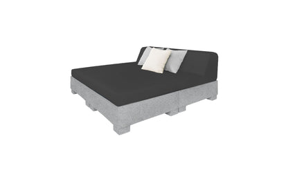 Ledge Lounger Affinity Square Sunbed with Backrest Cushion in Granite Gray with Black cushion
