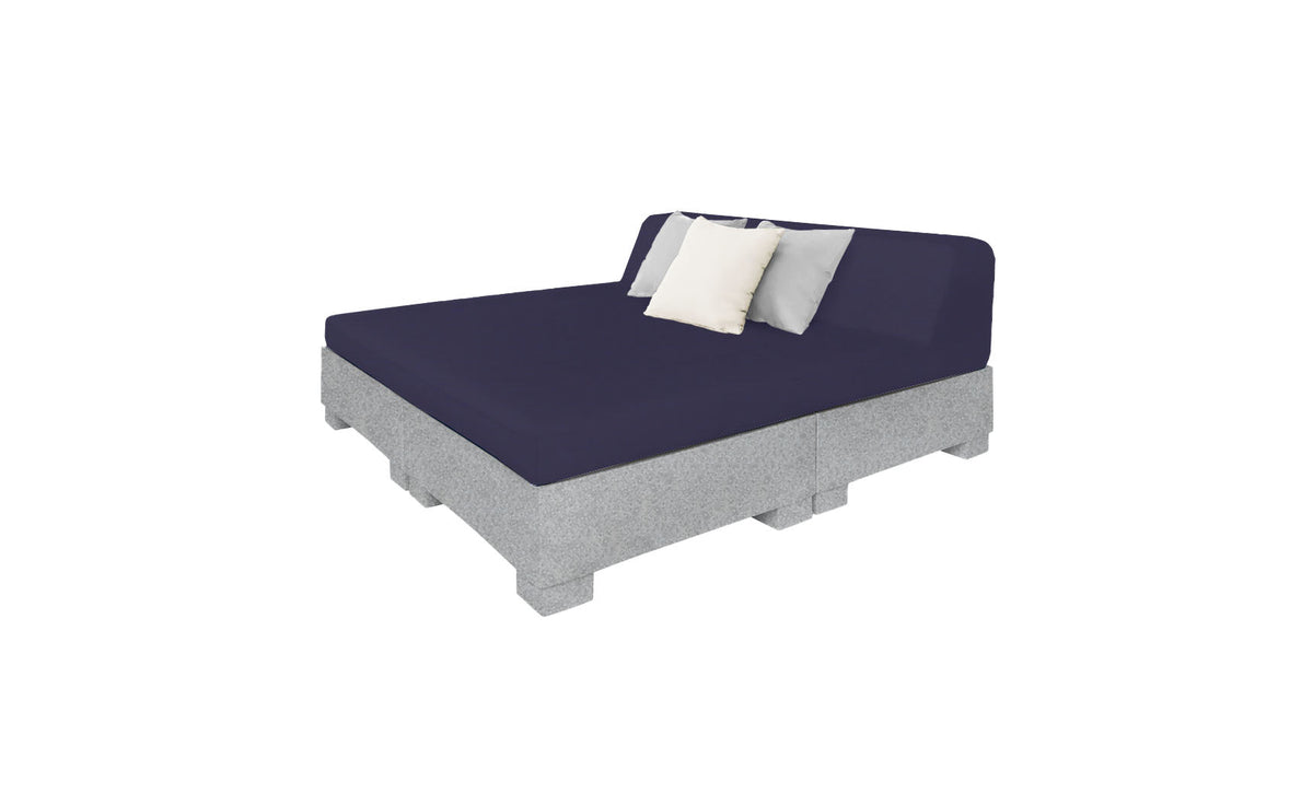 Ledge Lounger Affinity Square Sunbed with Backrest Cushion in Granite Gray with Captain Navy cushion
