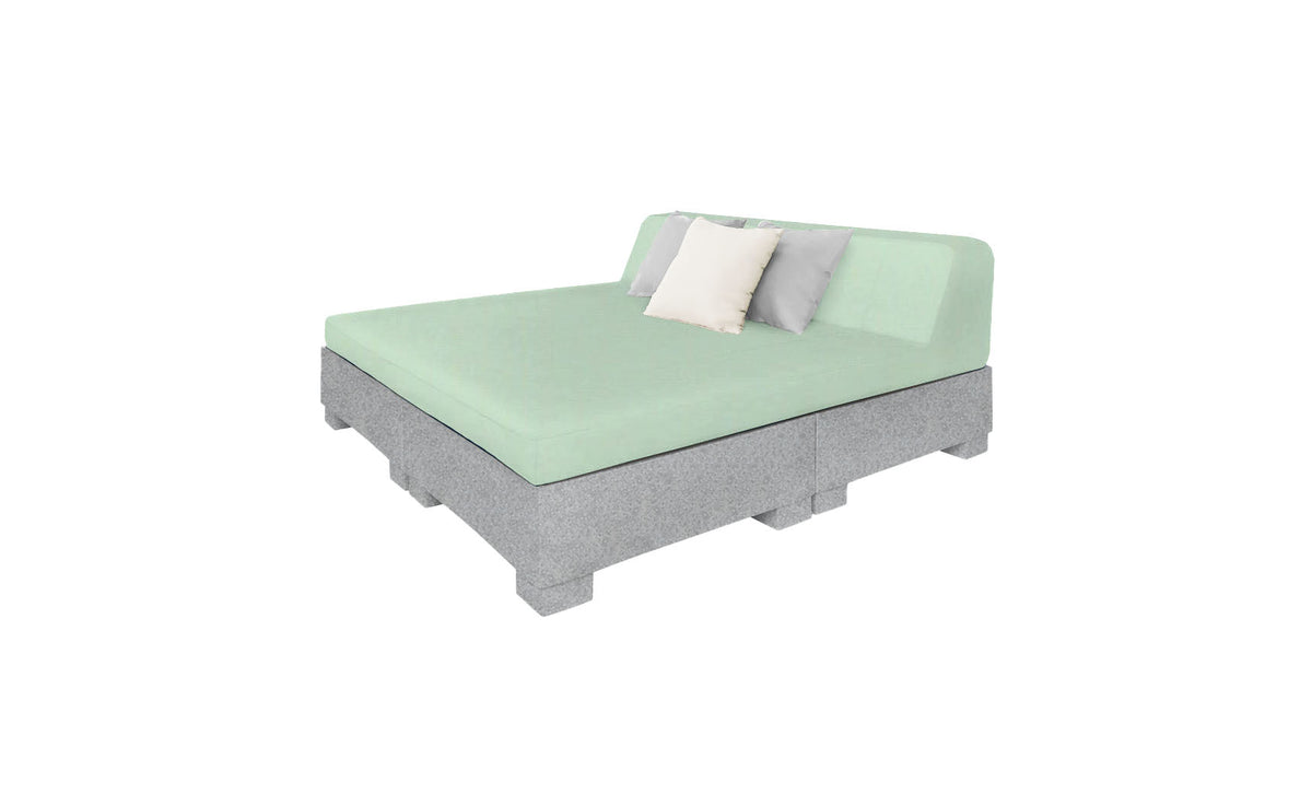Ledge Lounger Affinity Square Sunbed with Backrest Cushion in Granite Gray with Sea cushion