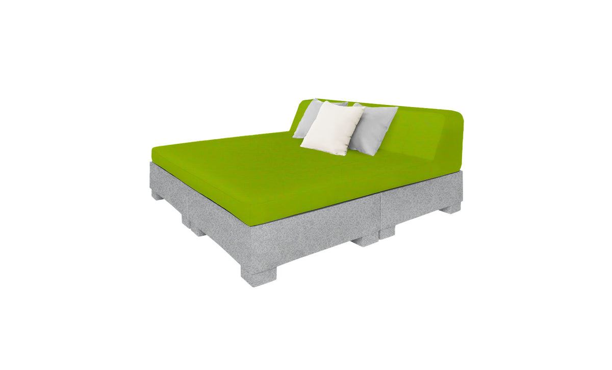 Ledge Lounger Affinity Square Sunbed with Backrest Cushion in Granite Gray with Lime cushion