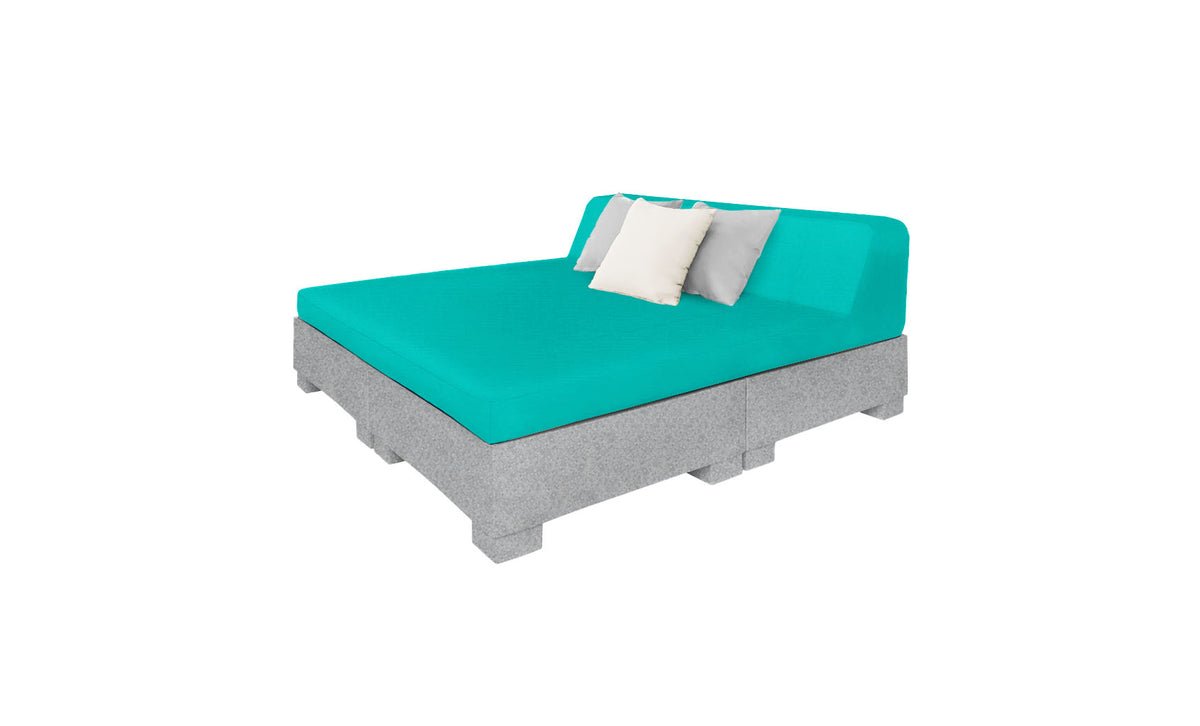 Ledge Lounger Affinity Square Sunbed with Backrest Cushion in Granite Gray with Aruba cushion