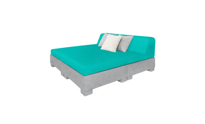 Ledge Lounger Affinity Square Sunbed with Backrest Cushion in Granite Gray with Aruba cushion