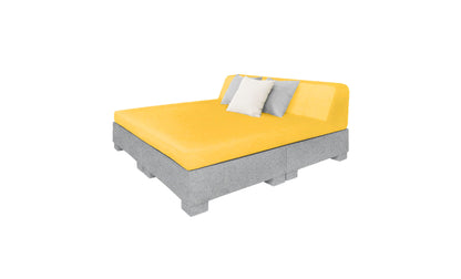 Ledge Lounger Affinity Square Sunbed with Backrest Cushion in Granite Gray with Sunflower Yellow cushion