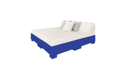 Ledge Lounger Affinity Square Sunbed with Backrest Cushion in Dark Blue with White cushion