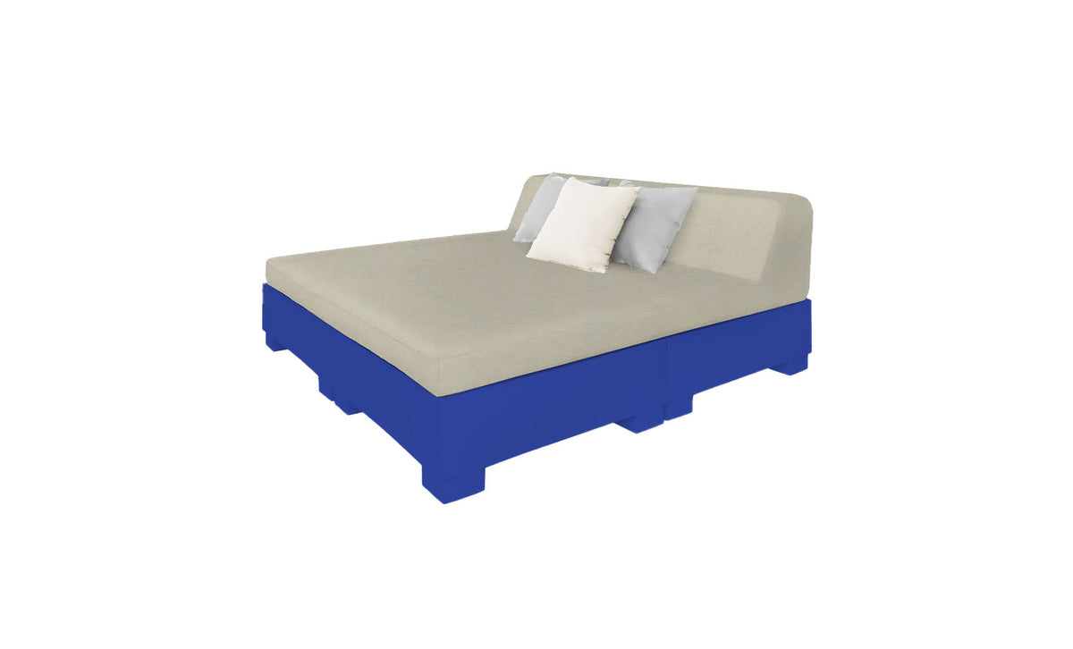 Ledge Lounger Affinity Square Sunbed with Backrest Cushion in Dark Blue with Cadet Gray cushion