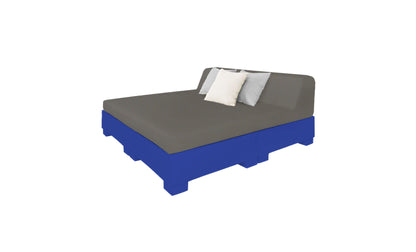 Ledge Lounger Affinity Square Sunbed with Backrest Cushion in Dark Blue with Charcoal cushion