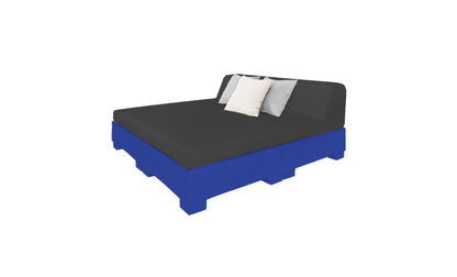 Ledge Lounger Affinity Square Sunbed with Backrest Cushion in Dark Blue with Black cushion