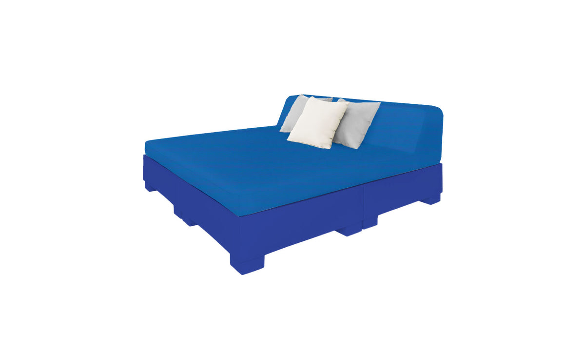 Ledge Lounger Affinity Square Sunbed with Backrest Cushion in Dark Blue with Pacific Blue cushion