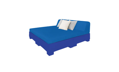 Ledge Lounger Affinity Square Sunbed with Backrest Cushion in Dark Blue with Pacific Blue cushion