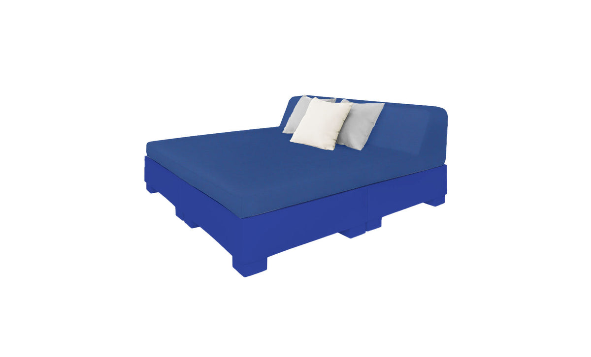 Ledge Lounger Affinity Square Sunbed with Backrest Cushion in Dark Blue with Mediterranean Blue cushion