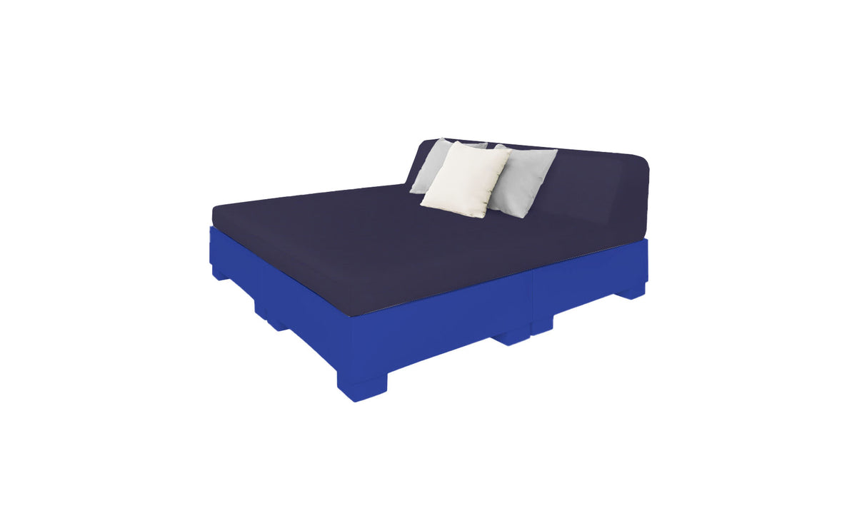 Ledge Lounger Affinity Square Sunbed with Backrest Cushion in Dark Blue with Captain Navy cushion