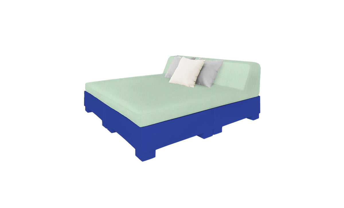 Ledge Lounger Affinity Square Sunbed with Backrest Cushion in Dark Blue with Sea cushion