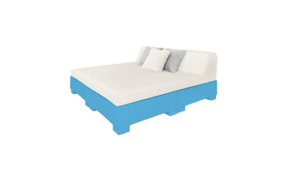 Ledge Lounger Affinity Square Sunbed with Backrest Cushion in Light Blue with White cushion