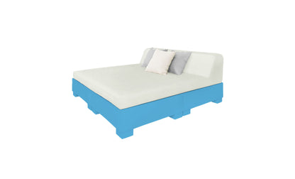 Ledge Lounger Affinity Square Sunbed with Backrest Cushion in Light Blue with Silver cushion