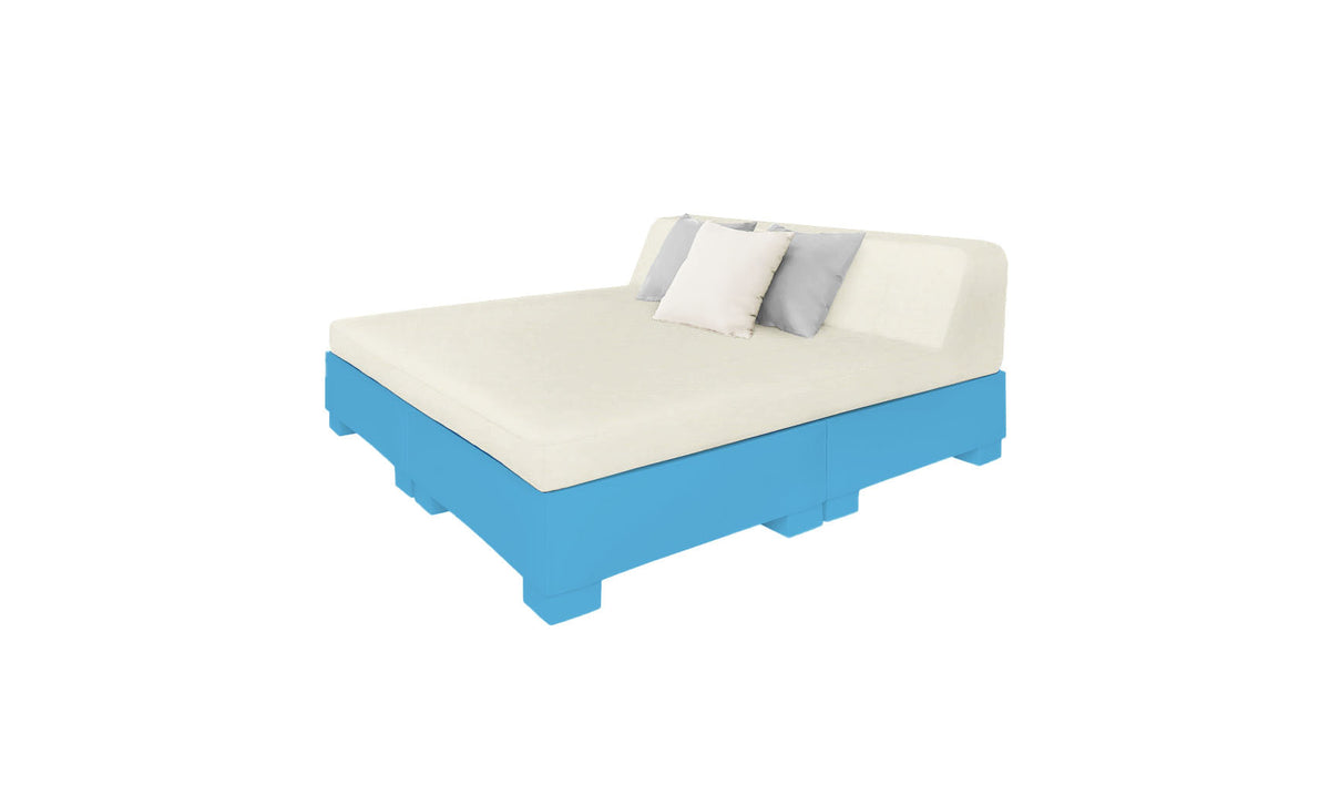 Ledge Lounger Affinity Square Sunbed with Backrest Cushion in Light Blue with Oyster cushion