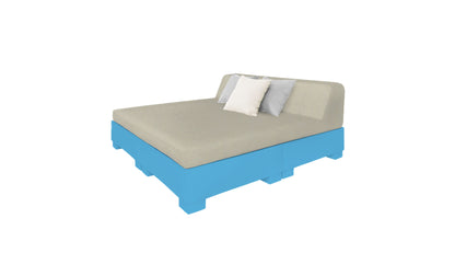 Ledge Lounger Affinity Square Sunbed with Backrest Cushion in Light Blue with Cadet Gray cushion