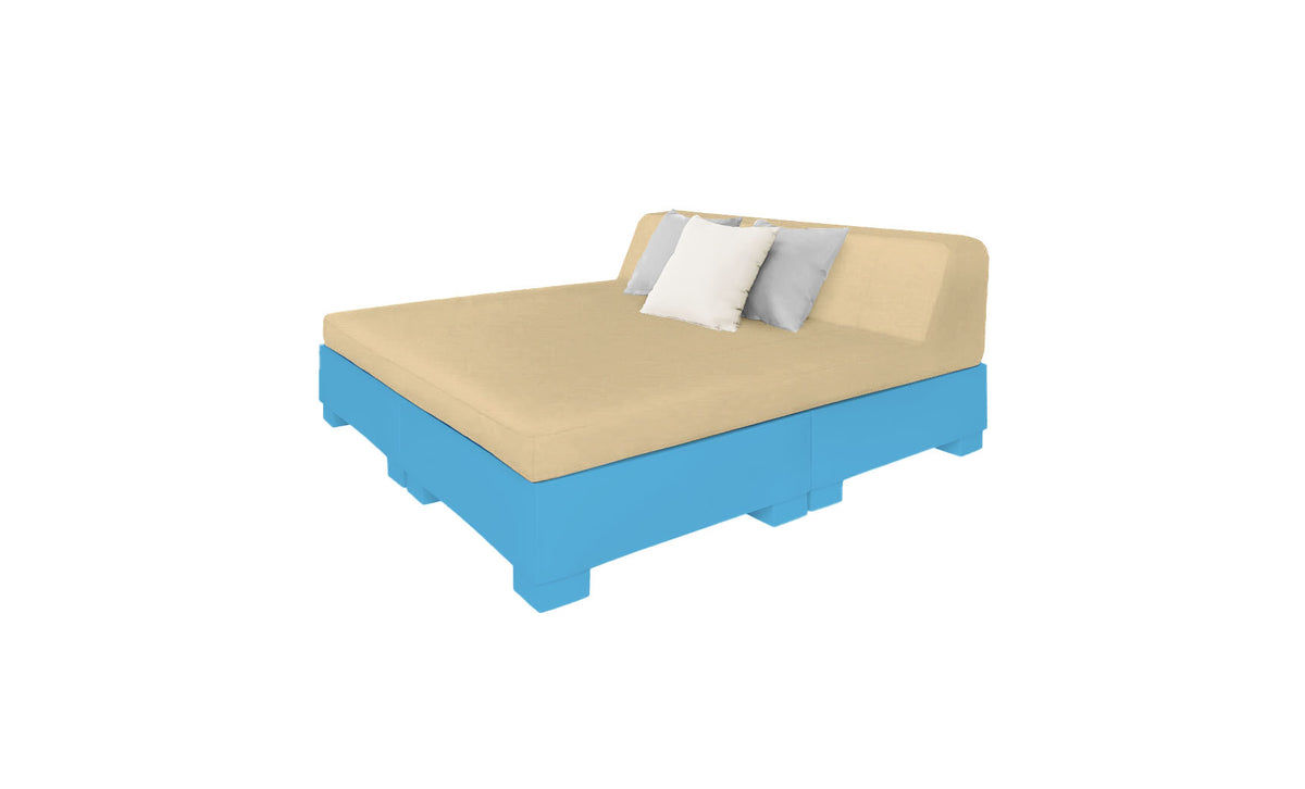 Ledge Lounger Affinity Square Sunbed with Backrest Cushion in Light Blue with Linen cushion