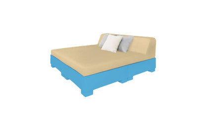 Ledge Lounger Affinity Square Sunbed with Backrest Cushion in Light Blue with Linen cushion