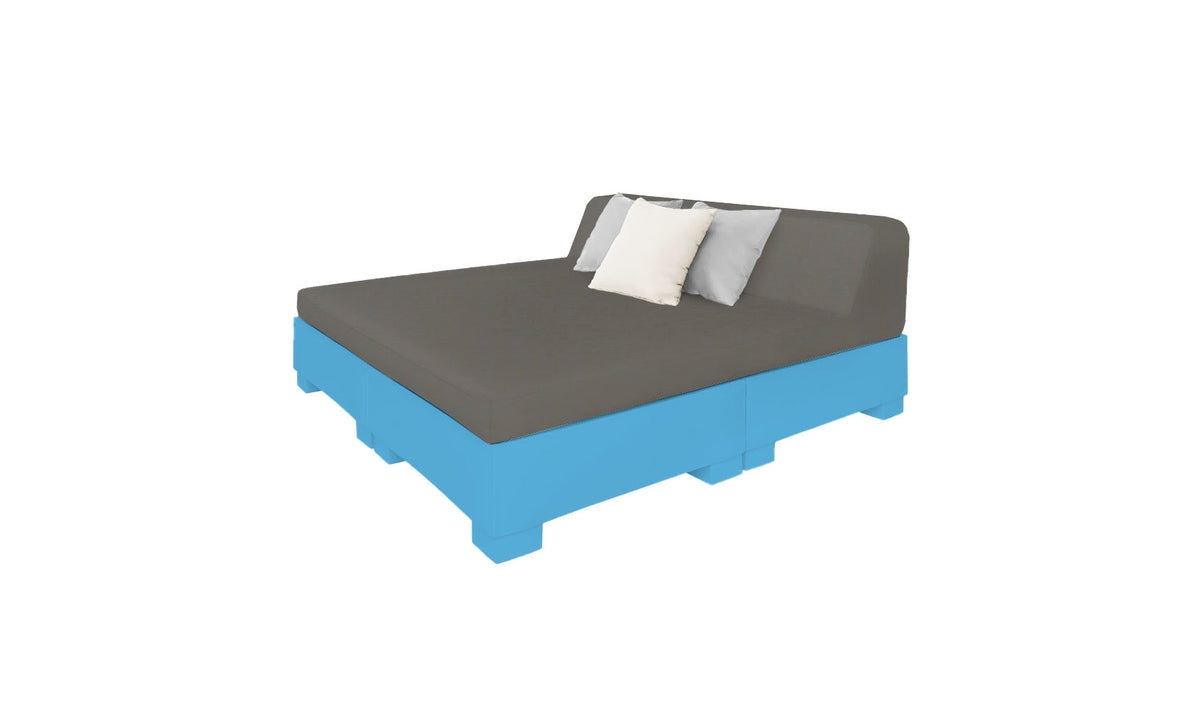 Ledge Lounger Affinity Square Sunbed with Backrest Cushion in Light Blue with Charcoal cushion
