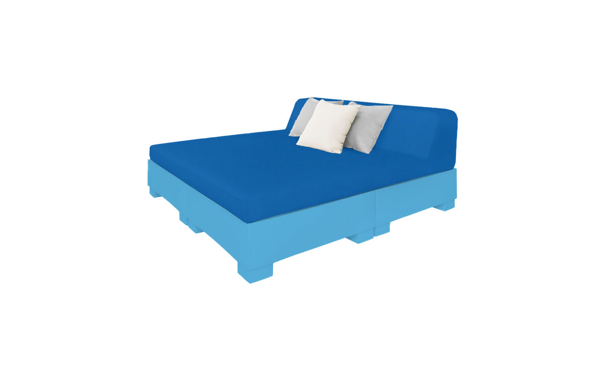 Ledge Lounger Affinity Square Sunbed with Backrest Cushion in Light Blue with Pacific Blue cushion