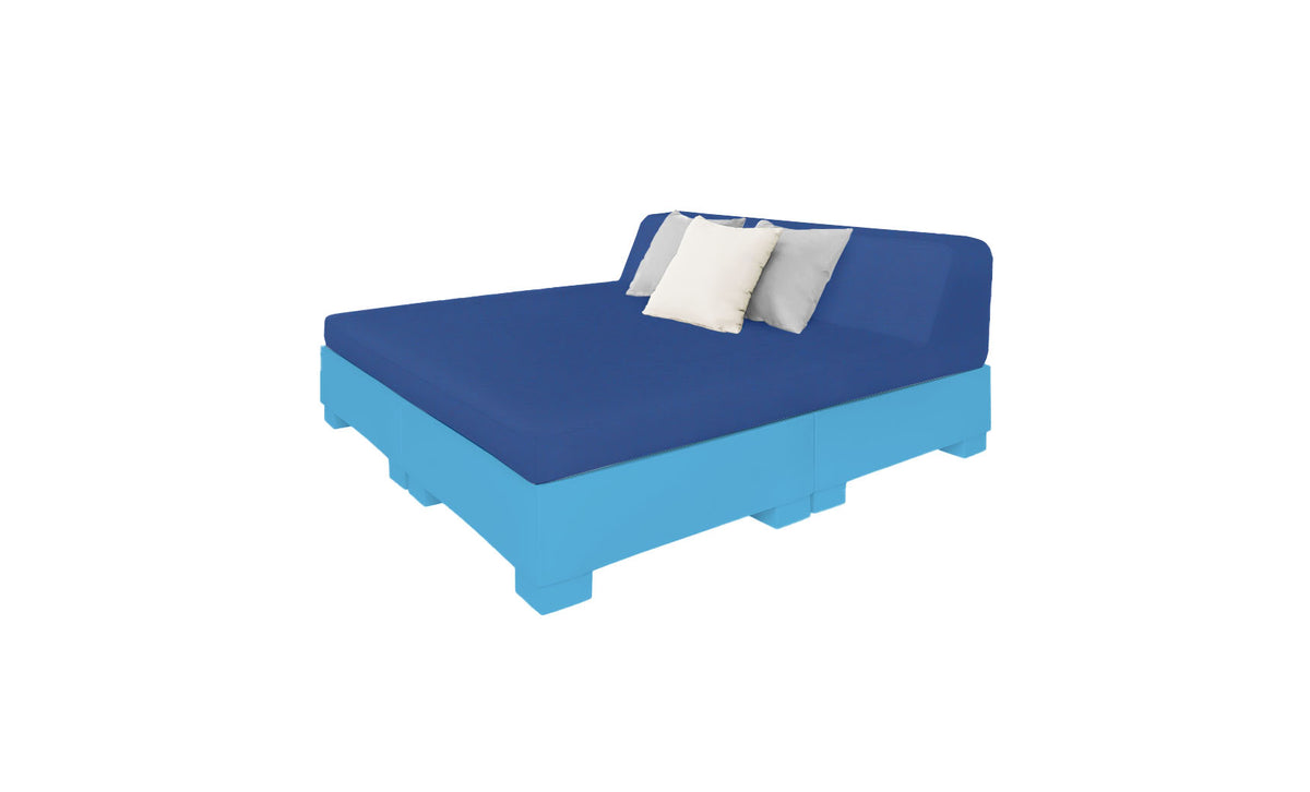 Ledge Lounger Affinity Square Sunbed with Backrest Cushion in Light Blue with Mediterranean Blue cushion