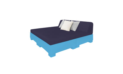 Ledge Lounger Affinity Square Sunbed with Backrest Cushion in Light Blue with Captain Navy cushion